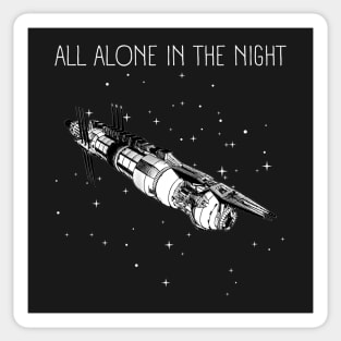 All Alone in the Night - Space Station - Black - Sci-Fi Sticker